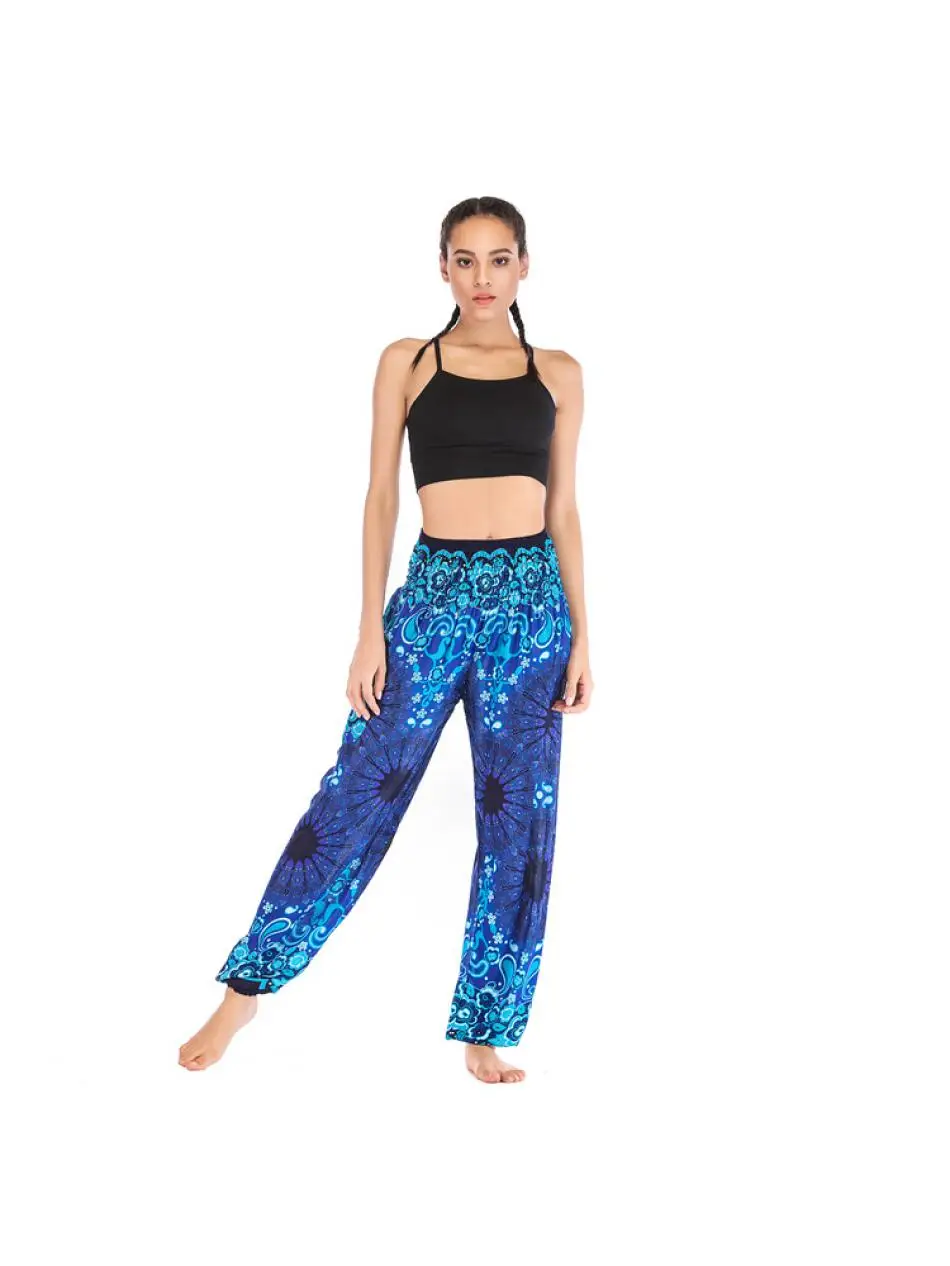 

H003 Thailand Leisure Yoga Pants Bloomers Yoga Clothing Women's Casual Ethnic Sunflower print pants