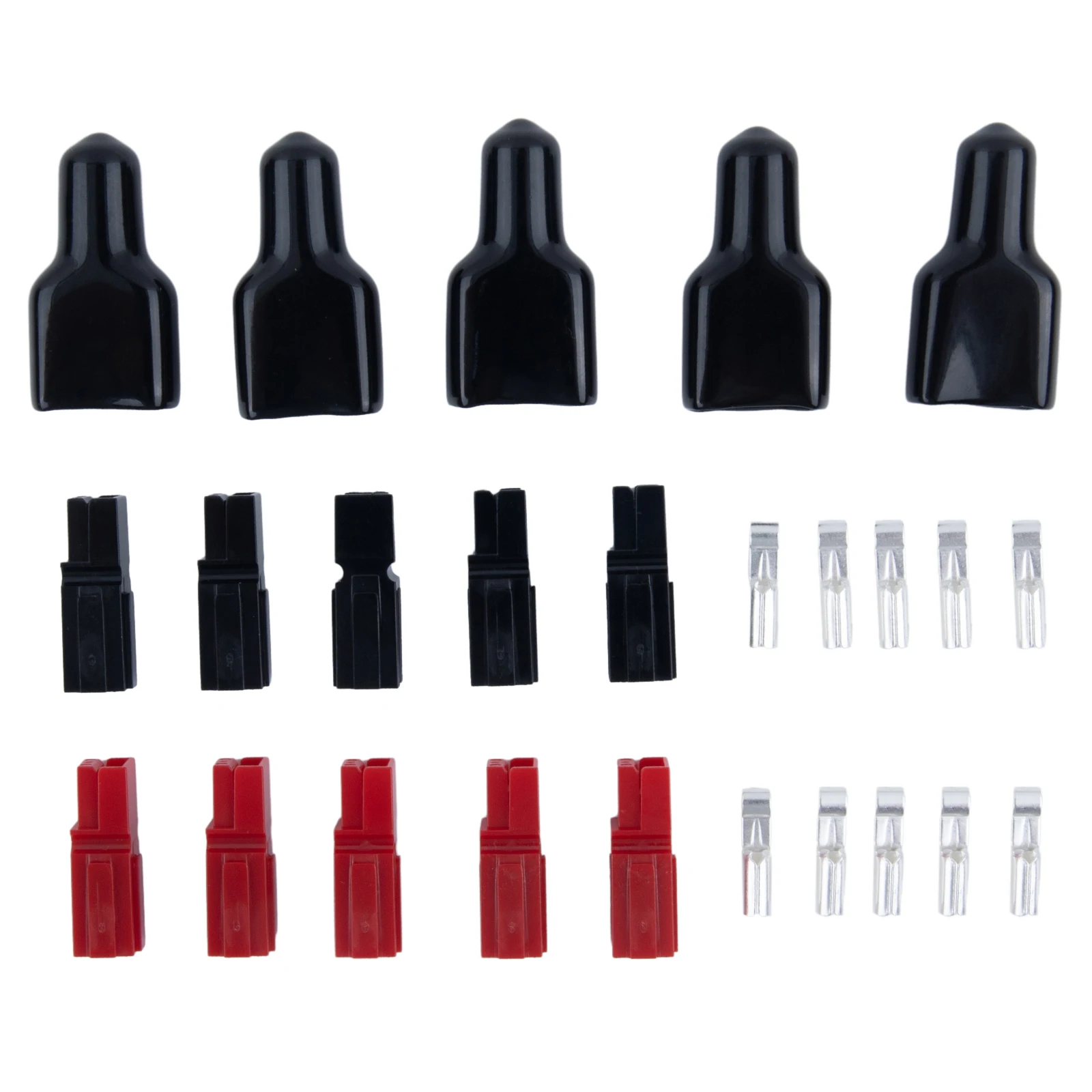 Set mit 5 Paaren 30-AMP-Steckverbinder im Anderson-Stil mit schwarzem Schutzgummi für die Kabelverwaltung – Detail 6