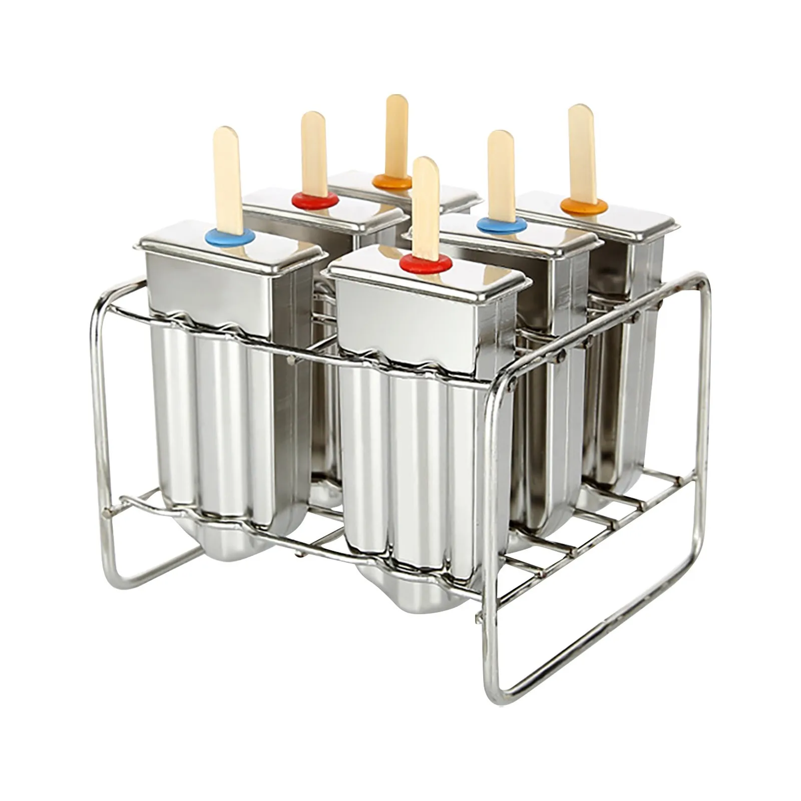 

6Pcs Ice Stick Ice Lolly Popsicle Stick Holder Maker Stainless Steel Mini Ice Tray