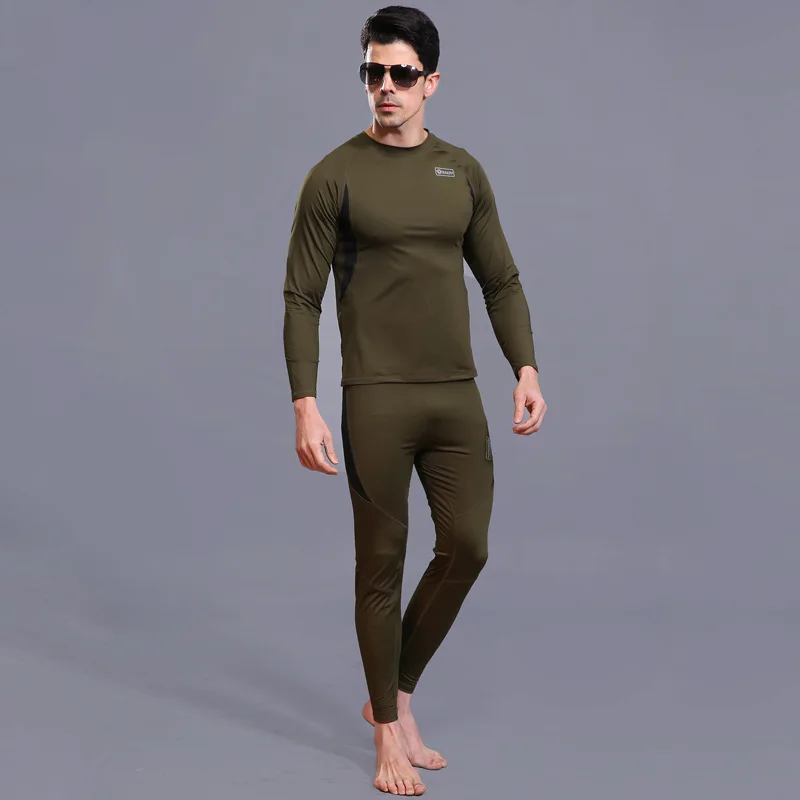 2023 New Winter Men's Outdoor Sports Underwear Sets Military Tactical Warmth Long Sleeve Men Clothing Sets Training Fitness Suit
