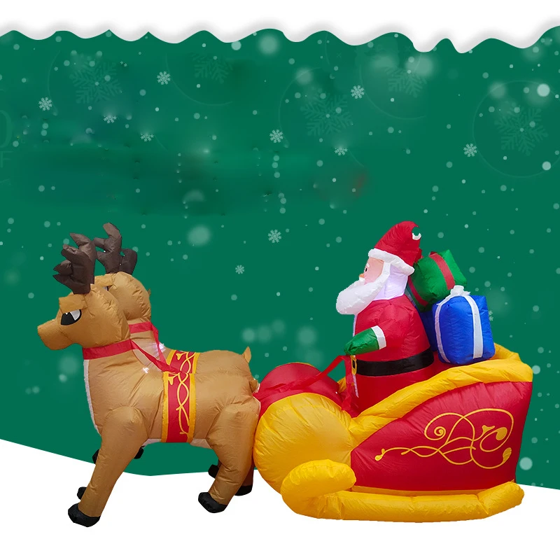 

Christmas Inflatable Toy Santa Claus with Double Deer Self Inflating Electric Blow Up Lighted Interior christmas decorations