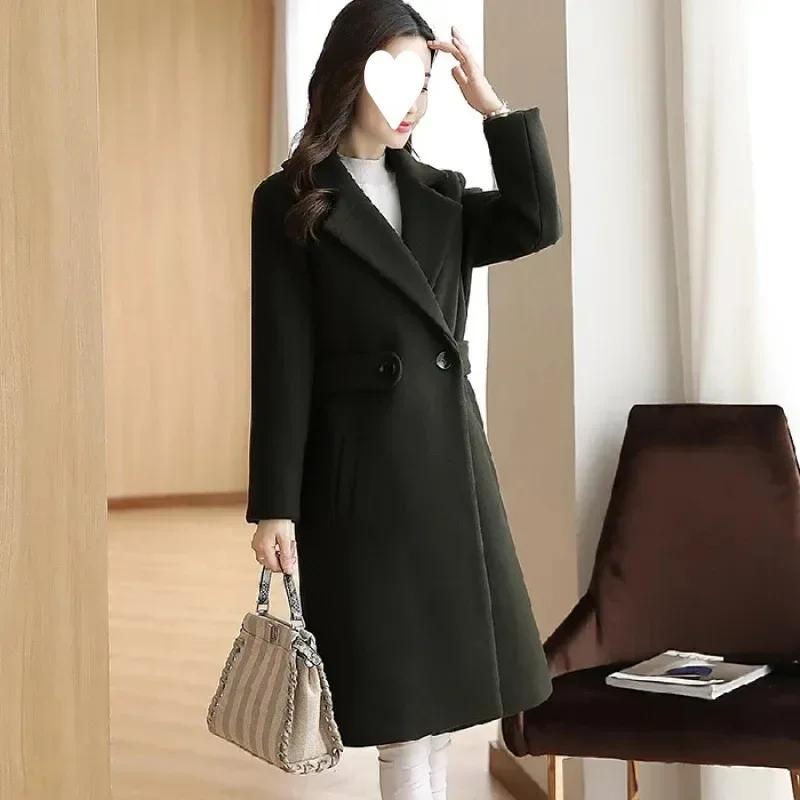 Korean Style Women's Mid-Length Woolen Coat Slimming Autumn Winter Jacket Large Size Coat Fashionable And Stylish - Image 3