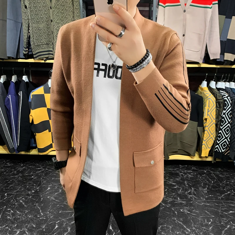 Suéter tipo cárdigan de alta calidad para hombre, chaqueta de negocios, novedad de primavera