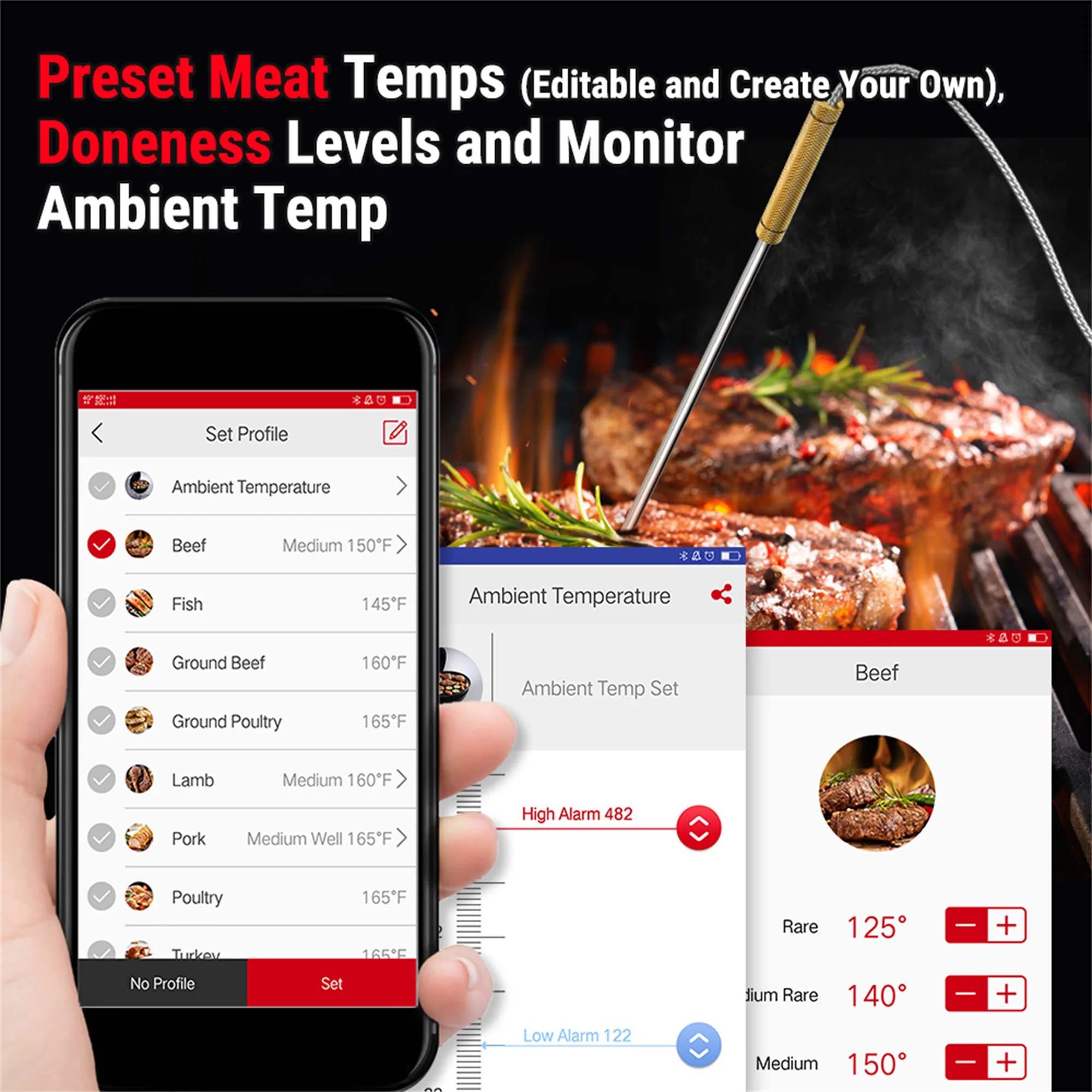 ThermoPro TP25W LCD Bluetooth Enabled Grill/Meat Thermometer