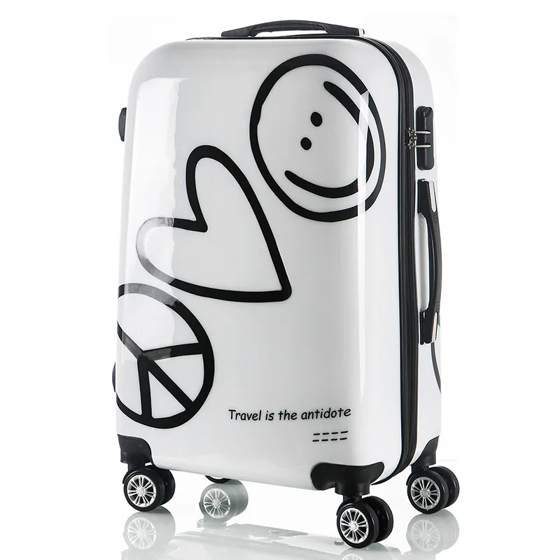 Brand Hardside Luggage Trolley Case Cute Cartoon Graffiti Suitcase 20