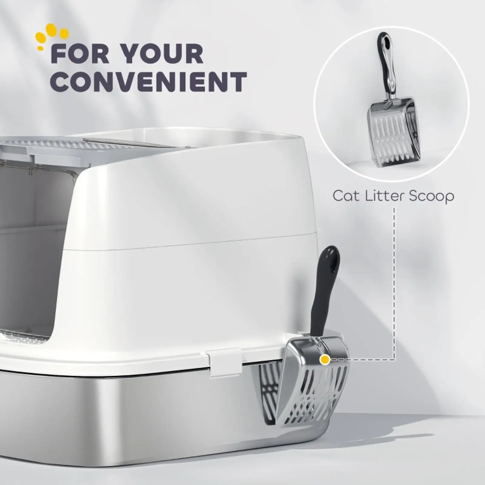 Large Stainless Steel Cat Litter Tray Metal Enclosure Cat Bed Furniture for Pet Supplies Cat Room