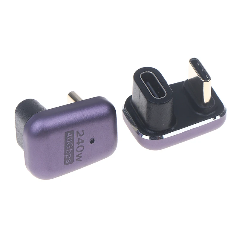 240W 40Gbps USB4 180 °   앵글형 Type-C 어댑터 ? U자형으로 8K 비디오, PD 3.1 충전 및 데이터 지원, 알루미늄 하우징