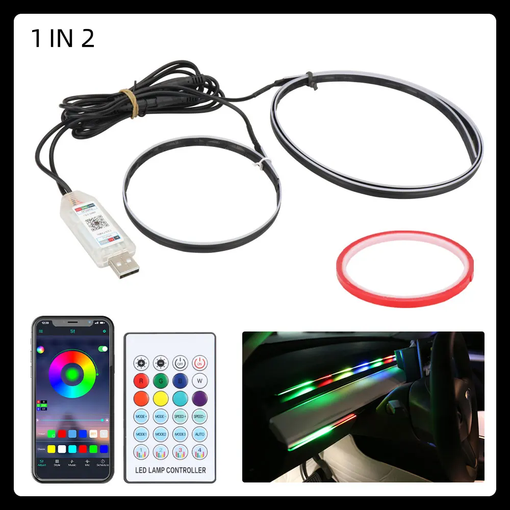 Multicolor Car Interior Accessories Atmosphere LED Lights Lamp W/ Remote  Control