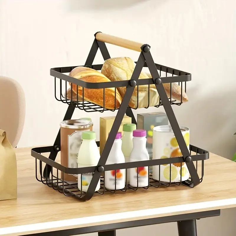 2/3 Tiers Storage Rack Multi-Purpose Fruit And Vegetable Basket Countertop Storage Shelf for Bathroom Home and Kitchen Organizer 6