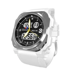 Elegant Dual Display Quartz Analog - Digital Multifunction Sports Watch (White)