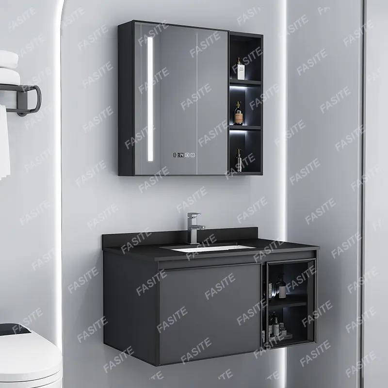 Set Completo Di Lusso Armadi Lavabo Lavabo Da Appoggio Nero Armadi Da Bagno Rubinetti Appesi Mobili Da Bagno Mobili Ausiliari