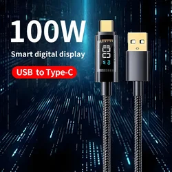 High - Speed 240W USB - C to USB - C Charging Cable with Digital Power Display - 1m (100W USB A - Type C)