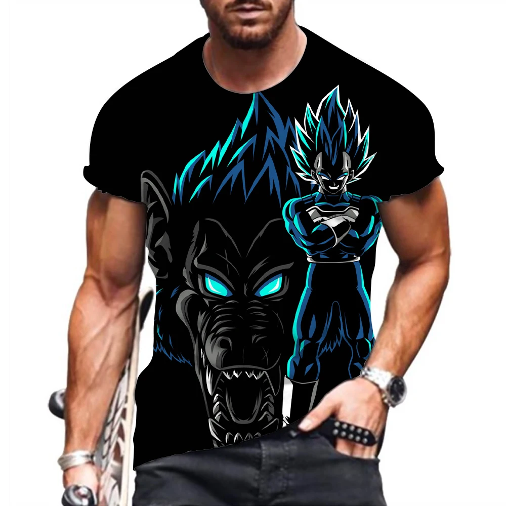 Camiseta masculina Dragon Ball Z estampada, Goku Vegeta, estilo Harajuku, tops de streetwear, camiseta Essentials, 110-6XL, 2024