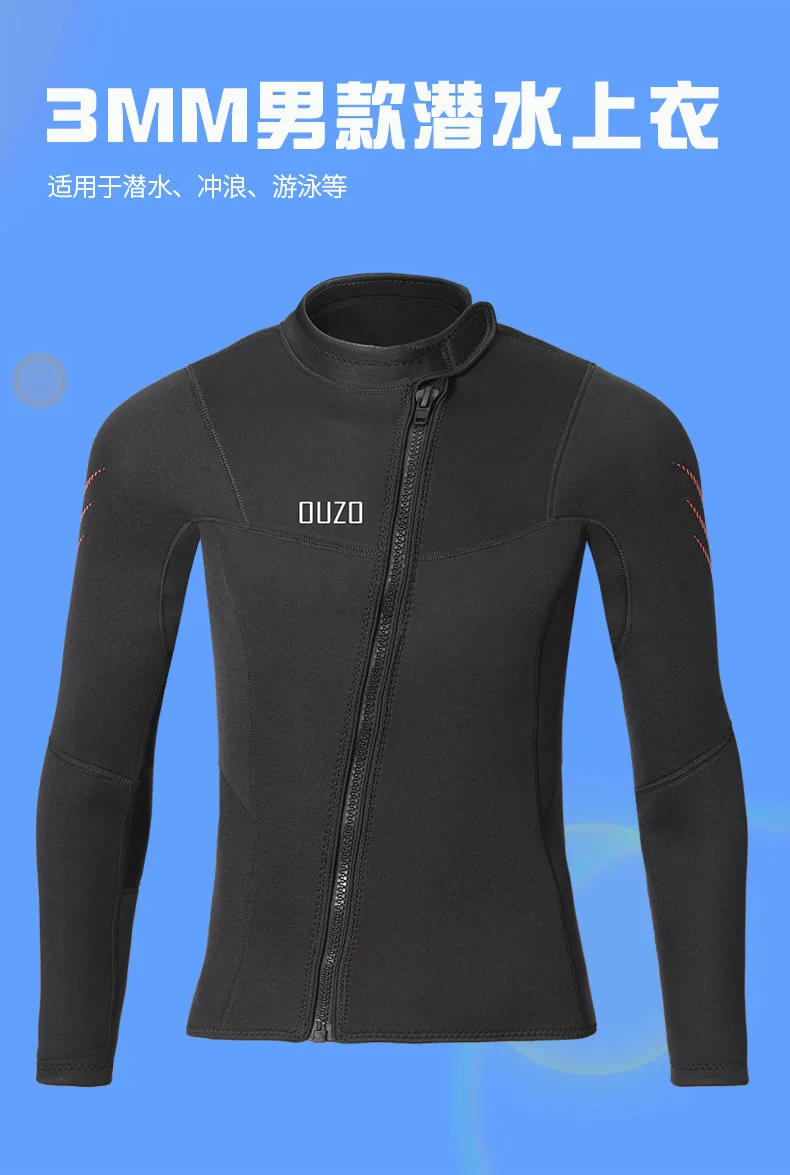 Description Picture 2 of item3mm Diving Suit Men Wetsuit Neoprene Diving Jacket Underwater Kitesurf Surf Surfing Spearfishing Jacket Pants Clothes Wet Suit