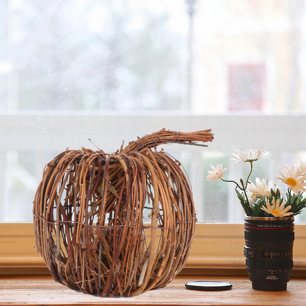

DIY Retro Autumn Home Accents Harvest Festival Party Decorations Natural Dried Rattan Pumpkins Handmade Pumpkin Fall Decors