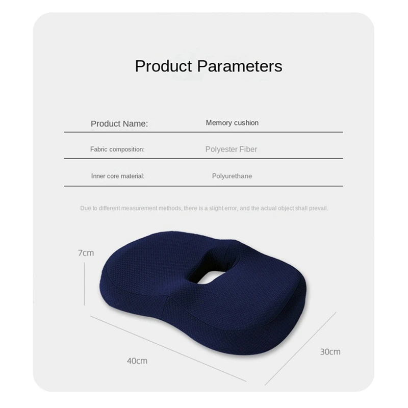 A53Q-Memory Foam Cushion Slow Rebound Office Chair Cushion Support Pillow Sedentary Buttock Pain Relief Massage Cushion 3