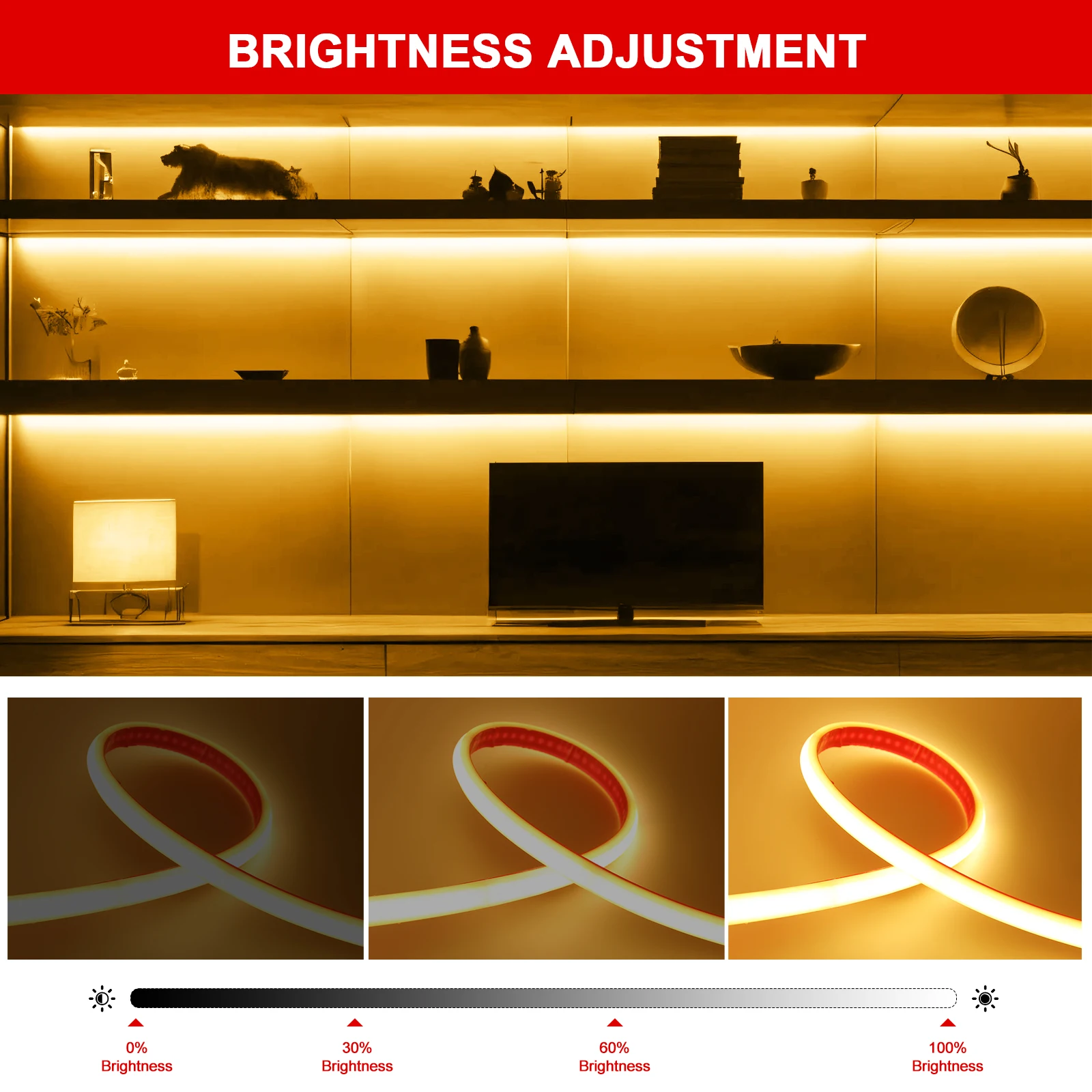 Description Picture 6 of itemWIFI/Bluetooth/Touch Dimmerable 220V COB Neon Light Waterproof 10CM Cut Self Adhesive Garden Home Decor Ribbon Chain LED Light
