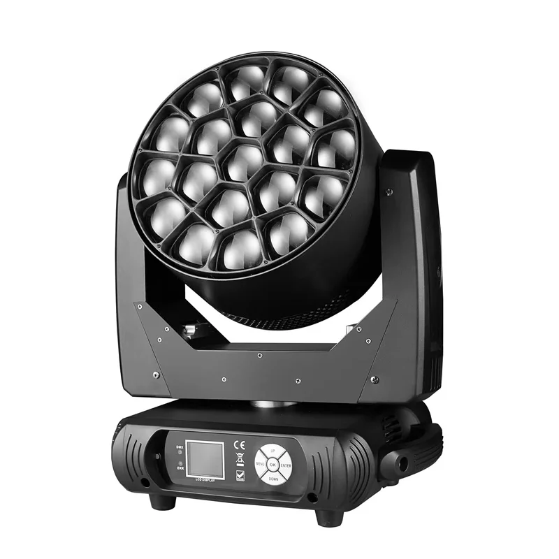 

1 piece Point control LED dmx movingheads 19x25w rgbw 4in1 bee eye led beam wash zoom moving head club concert bar light