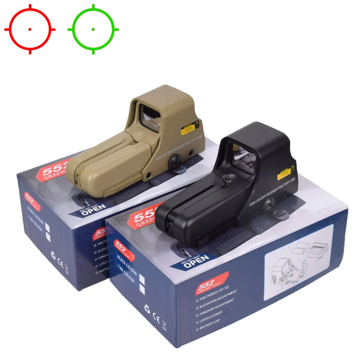 US Warehouse Holographic 551 552 553 558 Red Green Dot Scope Holosun Reflex Sight Riflescope 20mm Rail Mount Airsoft Hunting Gun