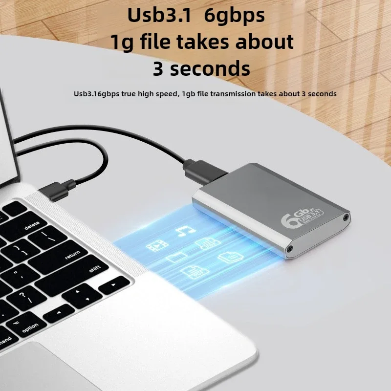 ? mSATA SSD 인클로저 6Gbps mSATA-USB 3.1 Gen2 어댑터 케이스 (mSATA 내장형 SSD 하드 드라이브용 C타입 포트 포함)
