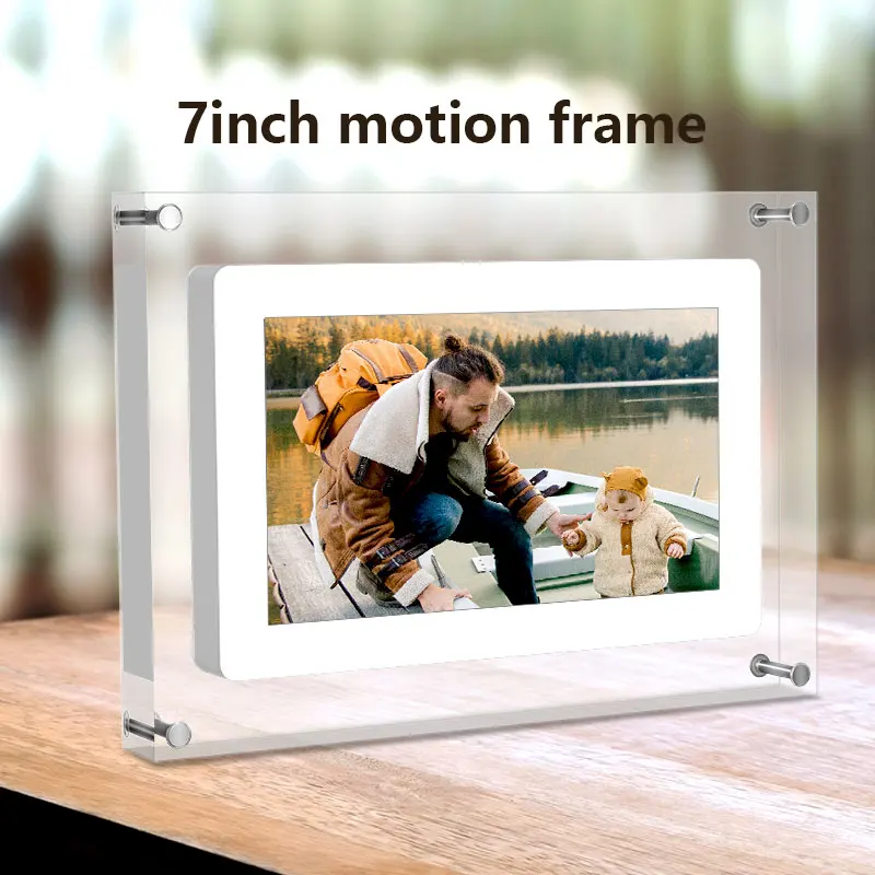 UPDATED 2G Memory 7inch Acrylic Digital Photo Frame IPS Screen Battery in NFT Display Electronic Video Picture Frame