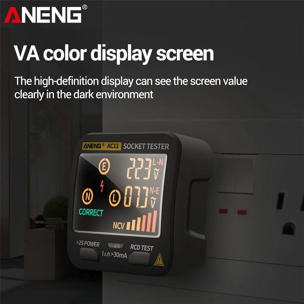 

ANENG AC11 US/UK/EU/AU Plug Smart Digital Smart Socket Tester Voltage Test Socket Detector Universal Battery Tester Checker Tool