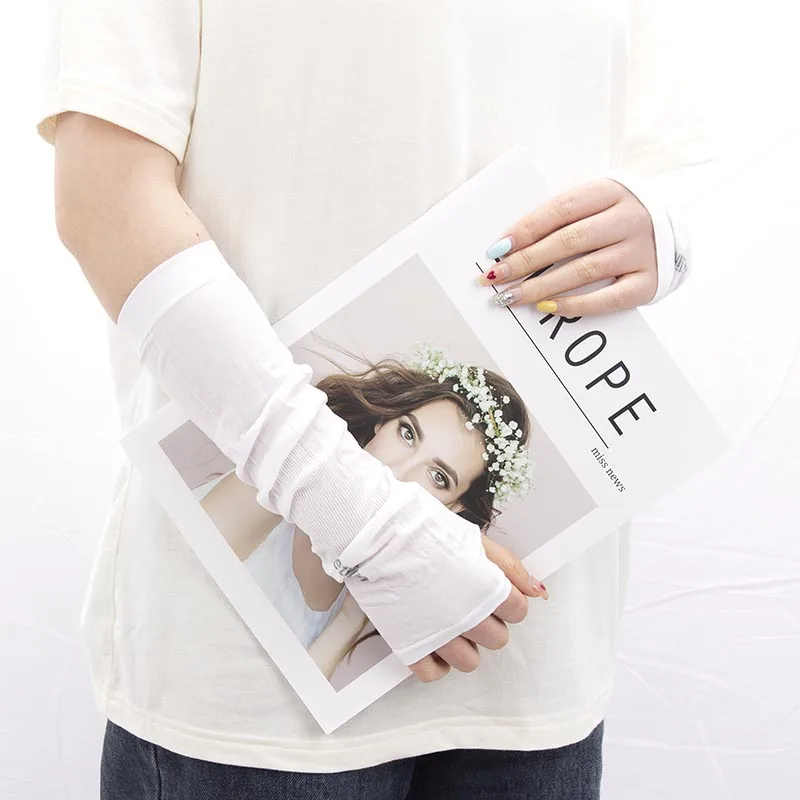 1 Pair Unisex Summer Finger Sleeve Ice Cool Wearing High Elastic Elbow Spring Outdoor Riding Fingerless Fishing Ice Silk Sleeves fingerless gloves,half finger gloves,fingerless compression gloves,gaming finger sleeves,ice sleeves