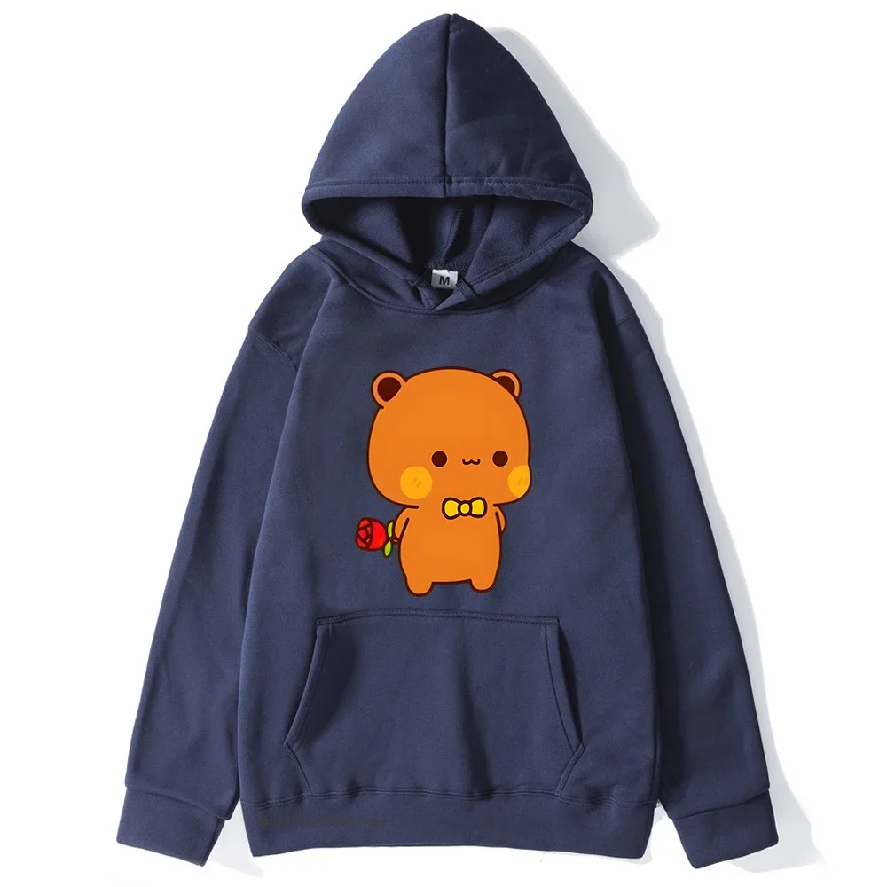 Panda and Brownie Bear Couple Hoodies Cute Kawaii Bubu and Dudu Graphic Sweatshirt Women Men's Clothes Kawaii Casual Korean Styl