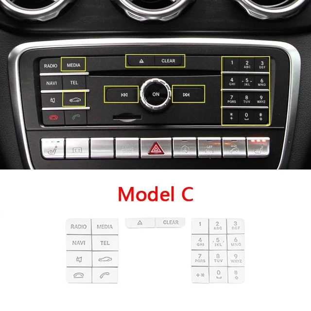 Console centrale de voiture Cd Boutons multimédia Cadre Décoration  Couverture Autocollants pour Mercedes Benz Gla X156 Cla C117 A B Classe  W176 W246 - Intérieur automobile