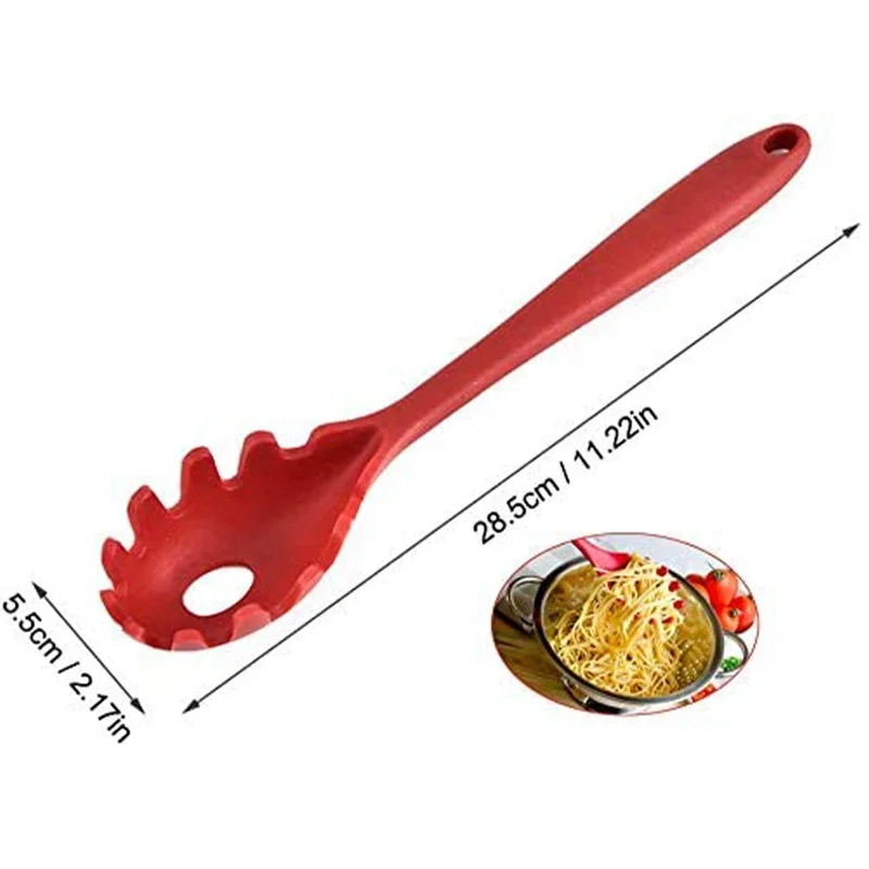 Silicone Pasta Noodle Colander Long Handle Spaghetti Spoon Noodle Scoop Colander Slot Spoon Nylon Drain Strainer Kitchen Gadget