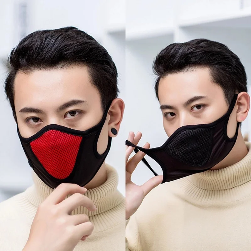 Men's Breathable Face Mask Black Mesh Cloth Mouth Cover Adult Washable Reusable 3D Protection Face Mask Party Decoration