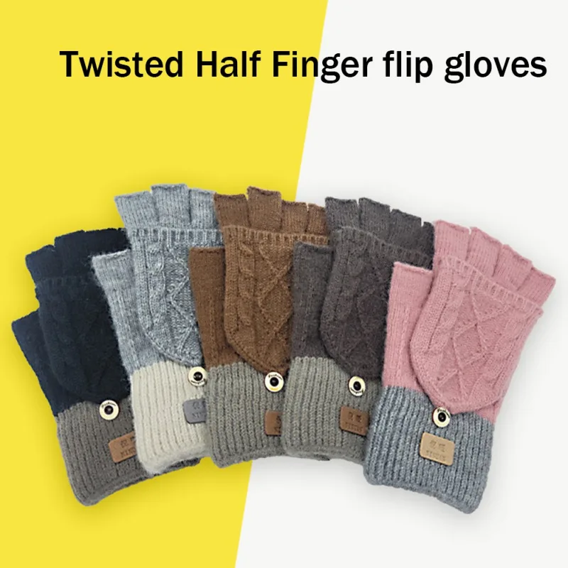 

Knitted Fingerless Flip Gloves Winter Warm Flexible Touchscreen Gloves For Men Women Unisex Exposed Finger Mittens Gloves