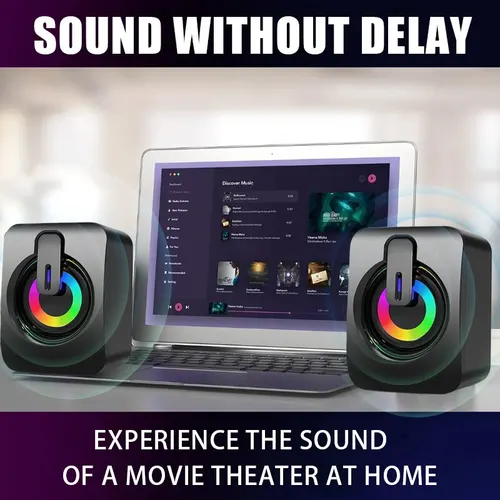 컴퓨터 스피커 PC 사운드 박스 HIFI 스테레오 마이크 USB 유선 Caixa De Som (데스크톱 컴퓨터 용 LED 라이트 포함) 6