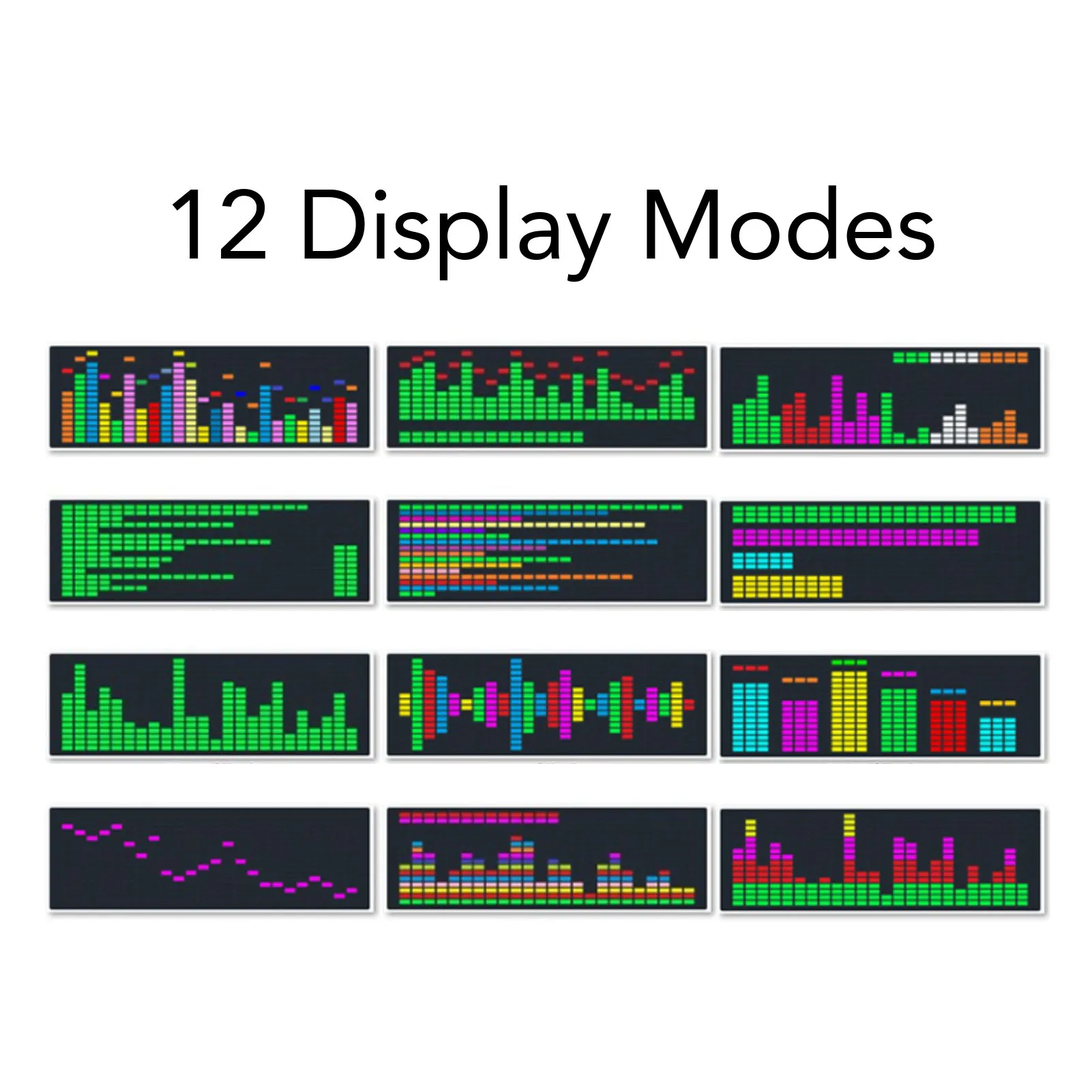 LED 음악 스펙트럼 디스플레이 16x24RGB 스펙트럼 분석기 12가지 다이나믹 7색 효과 리듬 LED 픽업 주변 조명
