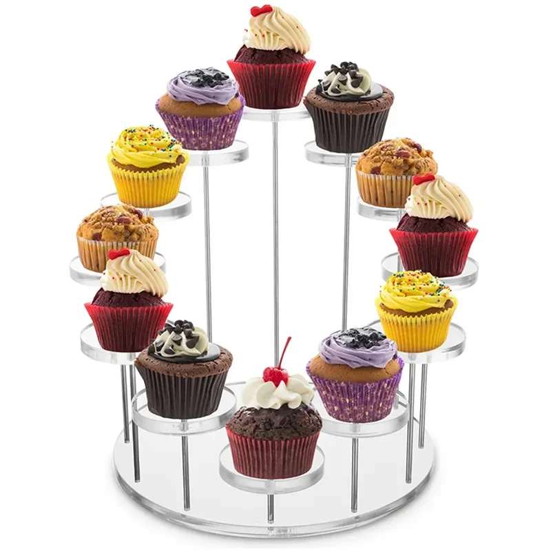 Description Picture 2 of item1 Set Cupcake Stand Acrylic Display For jewelry Cake Dessert Rack Wedding Birthday Party Decoration Tools