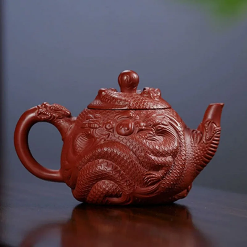 Creative Yixing Purple Clay Pots Raw Ore Vermilion Mud Home Living Room Office Tea Dining Table Items Kung Fu Hanwa Teapot 190ML