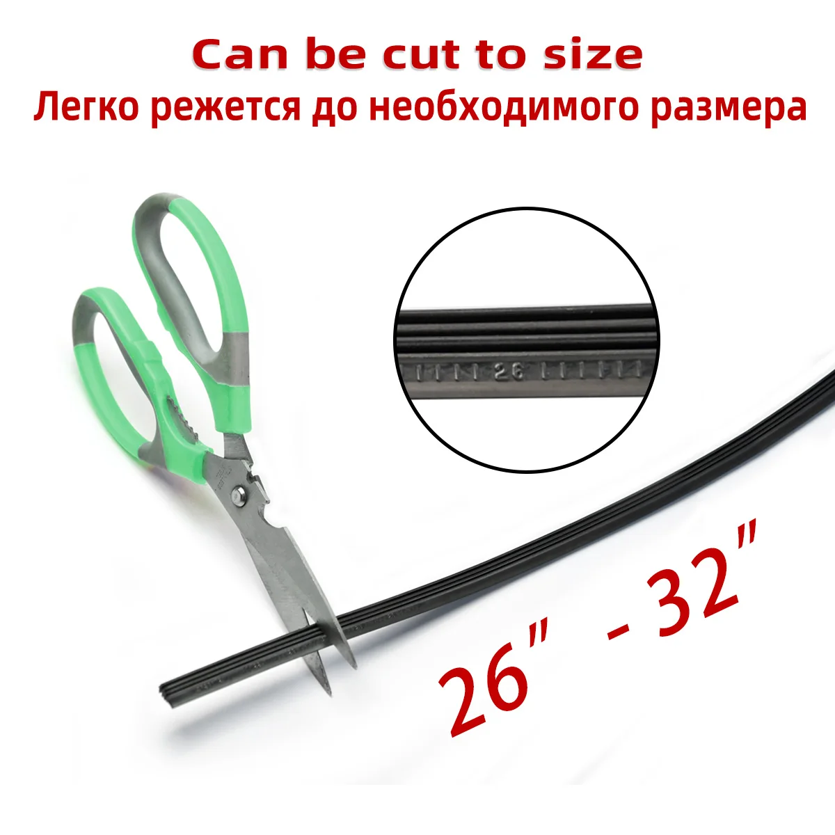 2pcs Car Wiper Rubber Strip Filler Suitable For 6mm Frameless Wiper Blades Car Parts 26"-32"Can Cut Wiper Rubber Strip 6