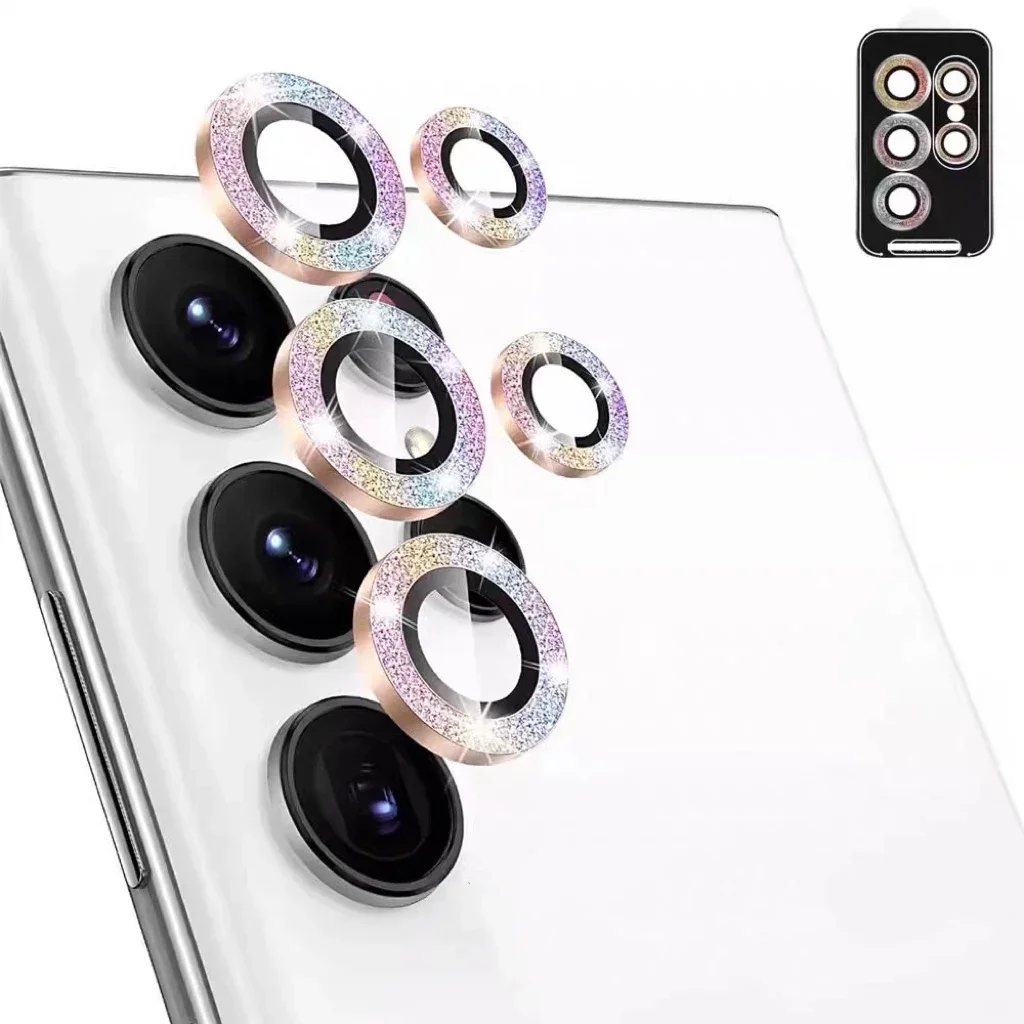 Diamond Camera Lens Protector with Full Coverage and Metal Ring
