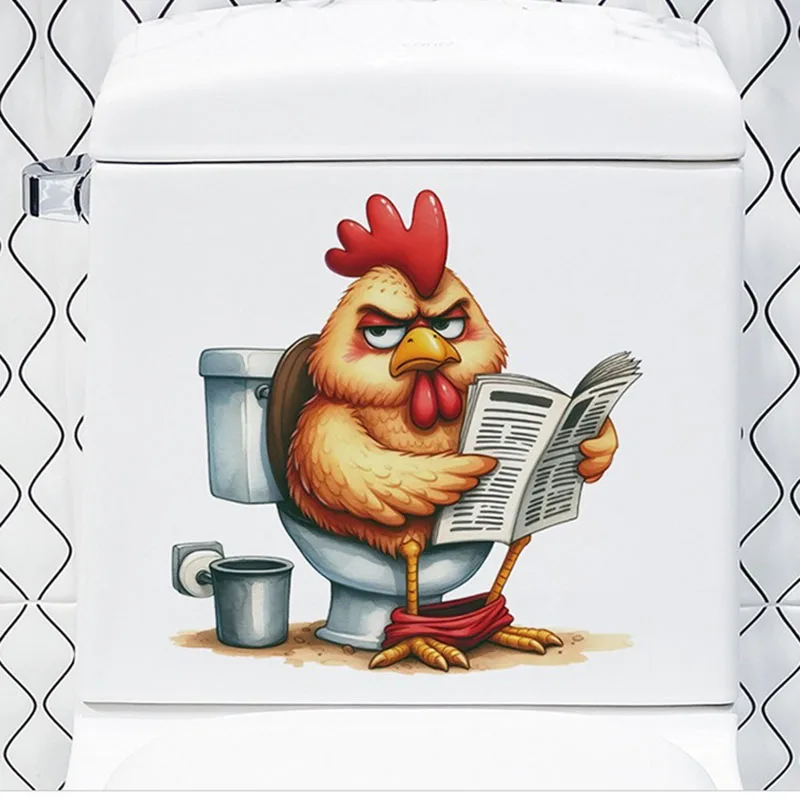Cartoon Animals Reading Toilet Stickers Lion Tiger Zebra Chicken Pattern Waterproof Self-adhesive Bathroom Decal Home Decoration vinyl stickers toilet stickers toilet wall stickers