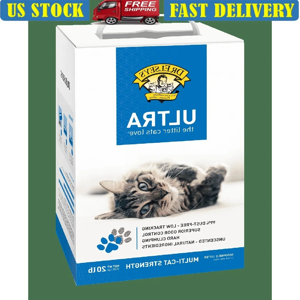 Ultra Clumping Cat Litter Low Dust Unscented Natural Odor Control Cat Litter Multi-Cat Homes Easy Scooping Formula 20lb
