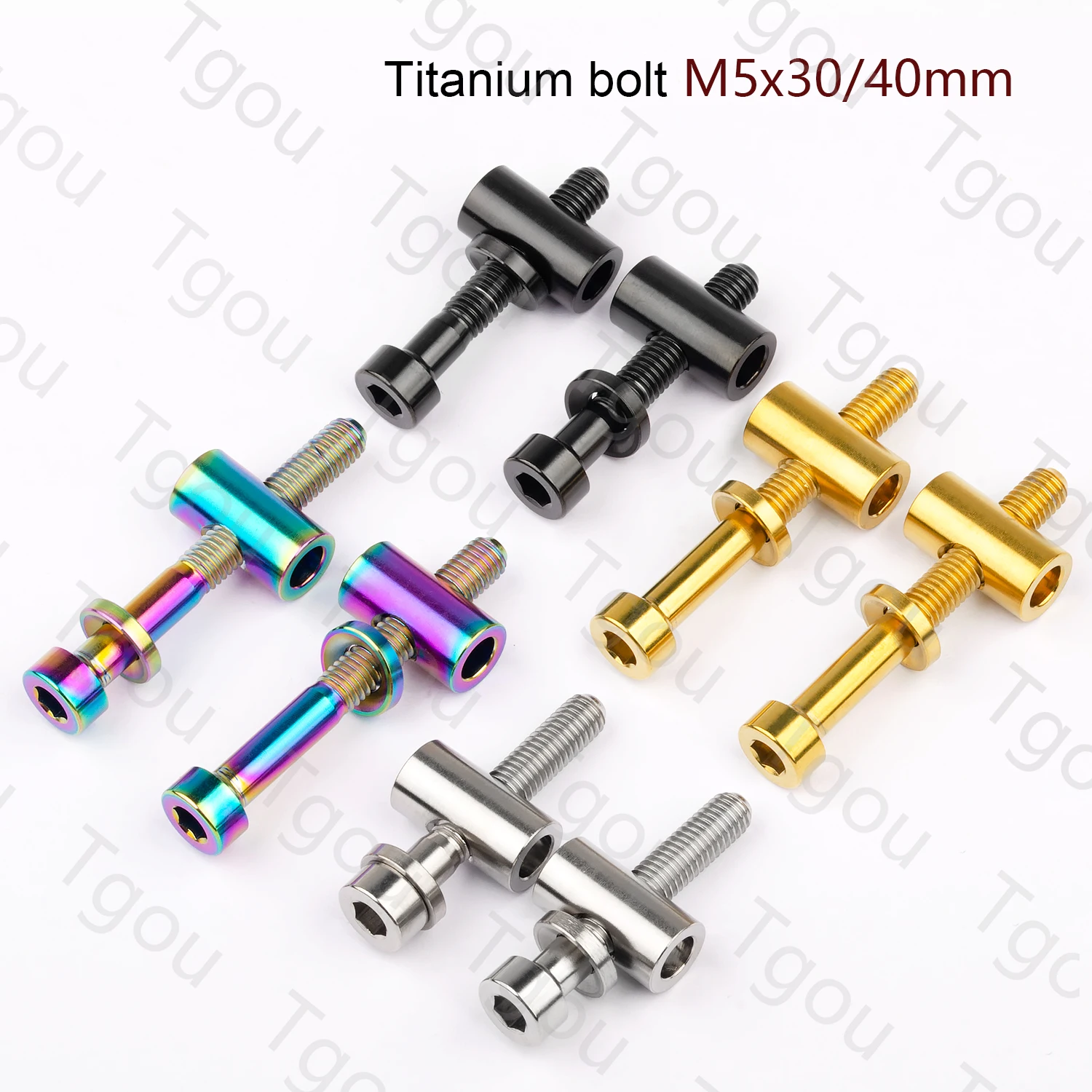 Tgou-parafuso de Titânio com Trava e Porca M5x30 40 mm para Bicicleta Mtb