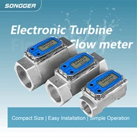 เครื่องวัดอัตราการไหลแบบเทอร์ไบน์อิเล็กทรอนิกส์สำหรับน้ำดีเซลน้ำมันพร้อมหน้าจอดิจิตอลติดตั้งแบบท่อวัดของเหลวแม่นยำสูง 2