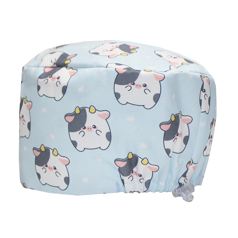 Women Dental Scrub Hats for Long Hair Colorfast Surgeon Headwear Sanitary Pediatric Scrub Caps Soft Pet Clinic Nursing Cap K1082