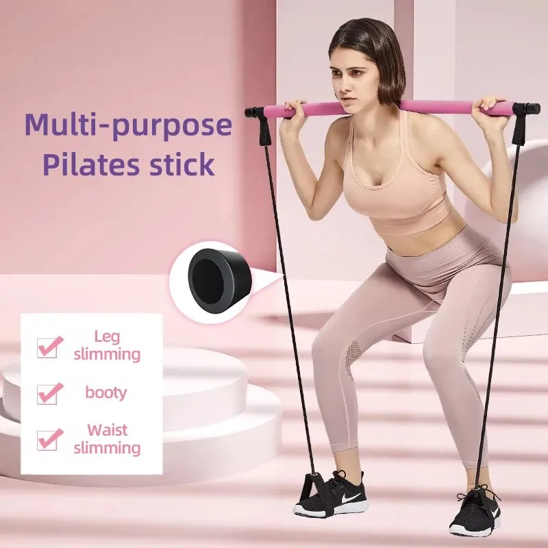 Pilates Bar Kit with Resistance Band-Full Body Workout Shaping at Home Gym with Yoga Bar and Pilates Band for Women and Men fitness resistance band,fitness accessories