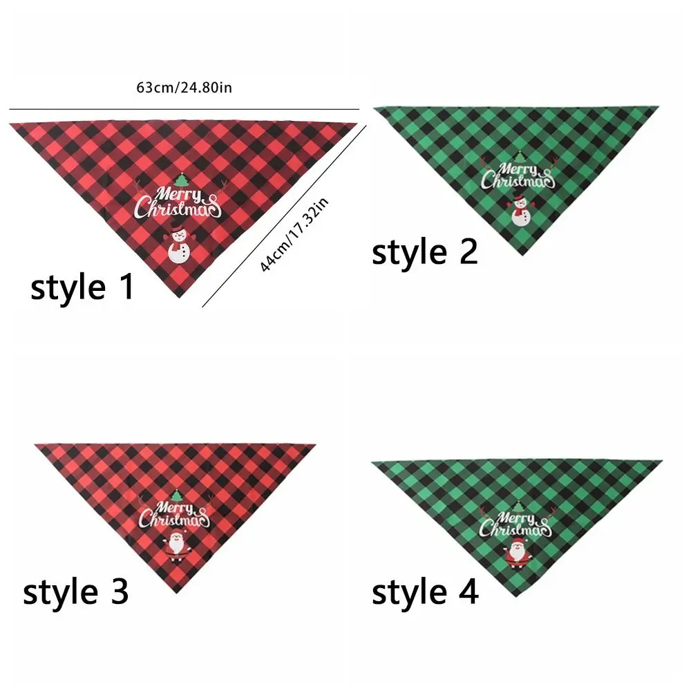 Pet Supplies Red Green Grid Christmas Dog Scarf Santa Claus Snowman Triangle Bandana Adjustable Pet Triangle Scarf Pet Grooming