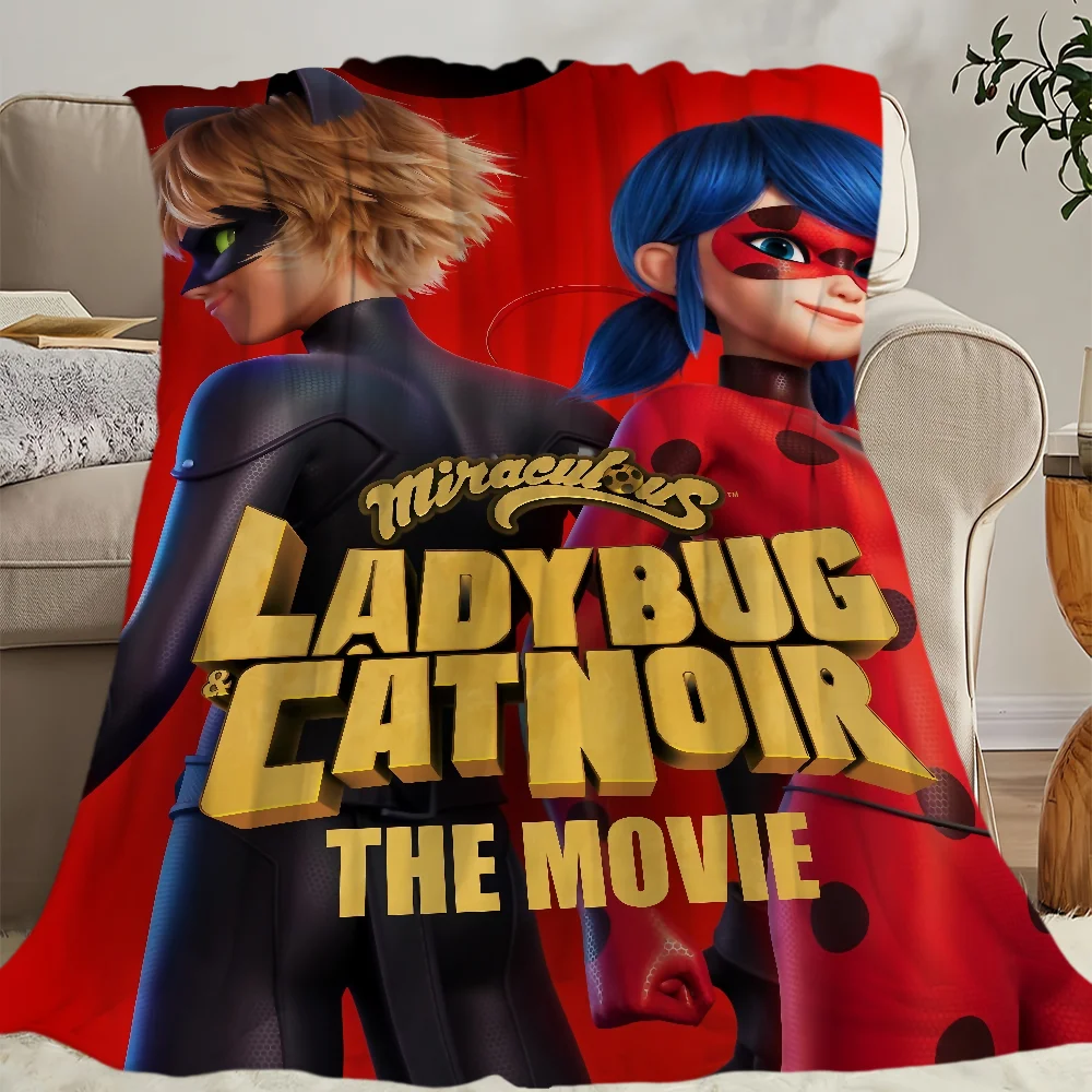 Cartoon M-MiraculousES Cat L-LadybugES Blanket Skin friendly comfort warm plush blanket suitable sofa living room office bedroom 6