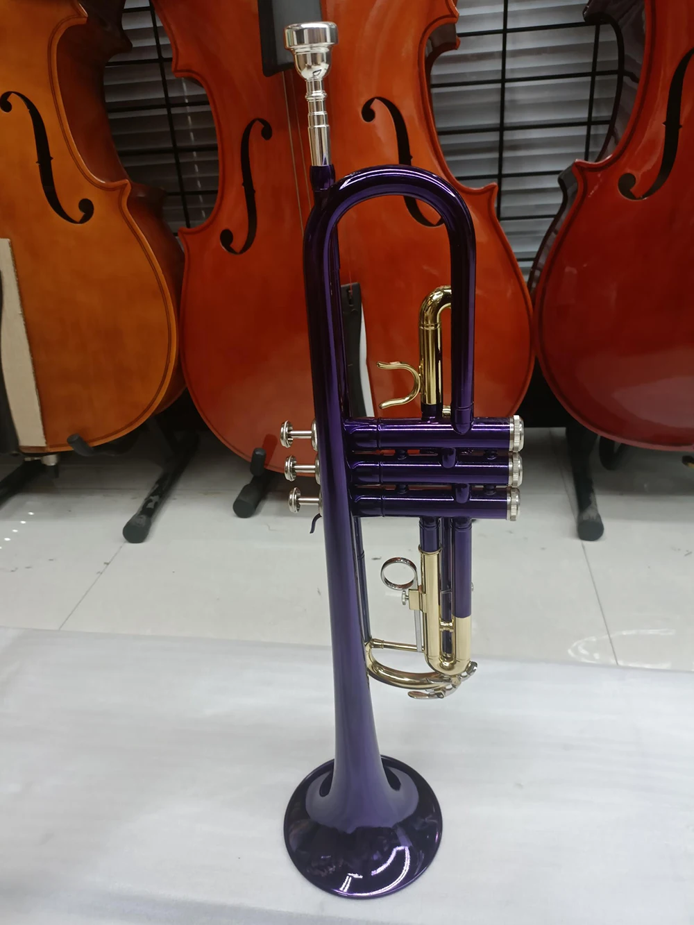 Purple Trumpet Bb Colorful Gold Key Brass Trumpet with Mouthpiece Gloves Strap Accessories
