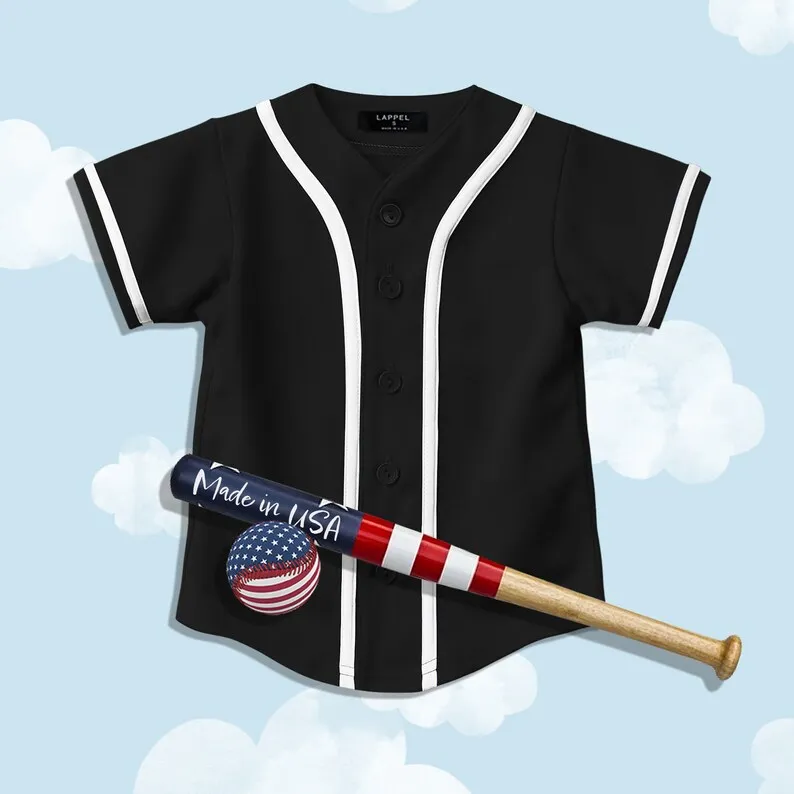 Kids Youth Baseball Button Down Jersey League Sports Team Uniforms Size 6 Month to 10Years Short Sleeve Athletic Shirts Made USA