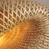 Retro Hand Woven Bamboo Chandelier Chinese style Droplight Hotel Bedroom Living room Art Decor Hanging Lamp indoor pendant light 3