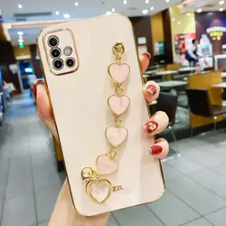 Elegant Love Heart Bracelet Chain Case - Fashion Plating Cover for A50S (Zb sl pink)